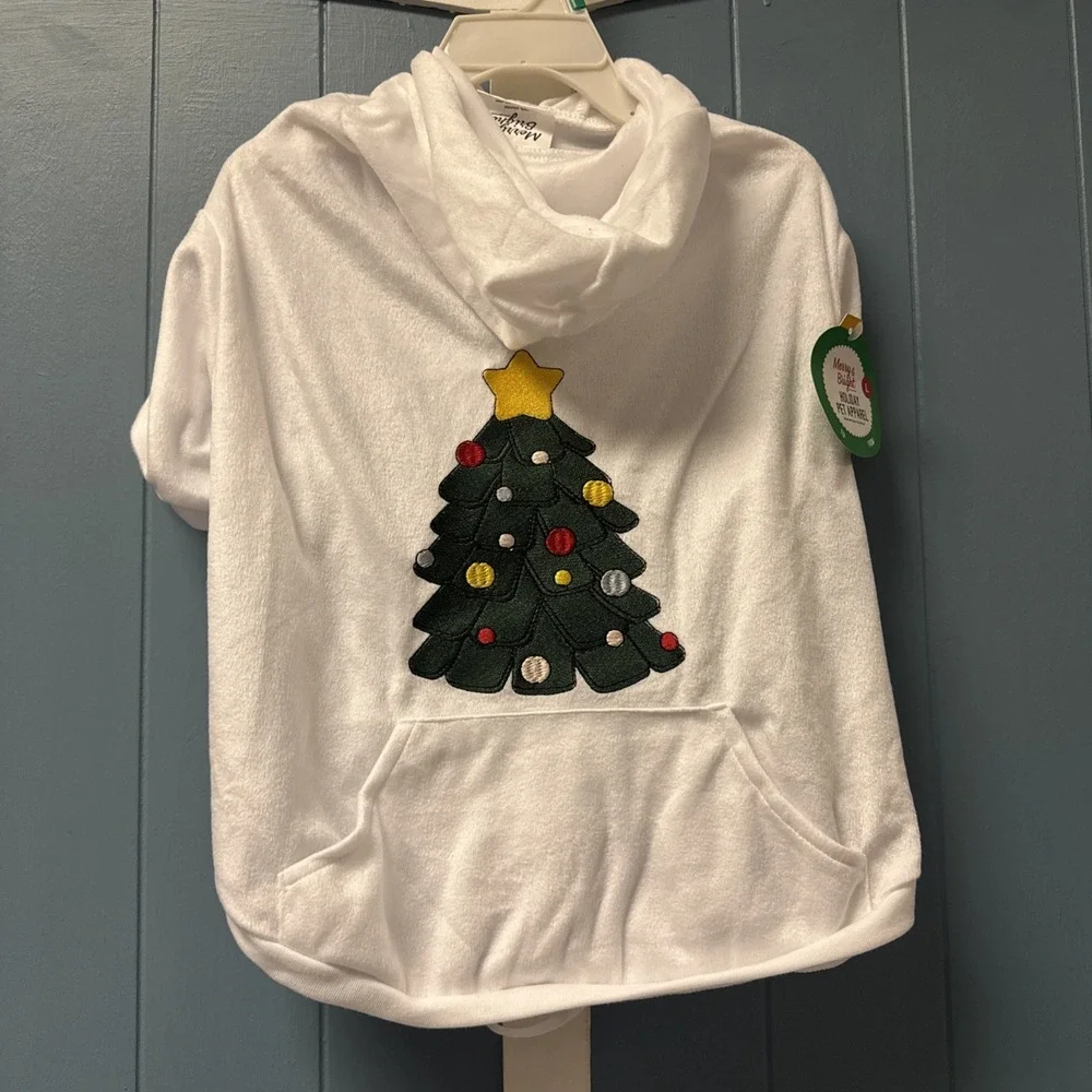 New‎ Merry&Bright Christmas TREE Merry and Bright Dog Felt T-Shirt Size L Large